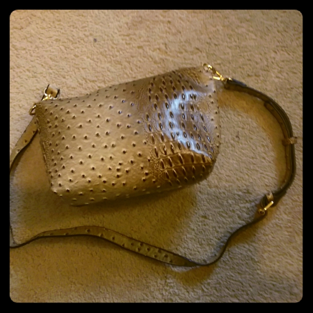BN ostrich-textured vegan leather crossbody bag